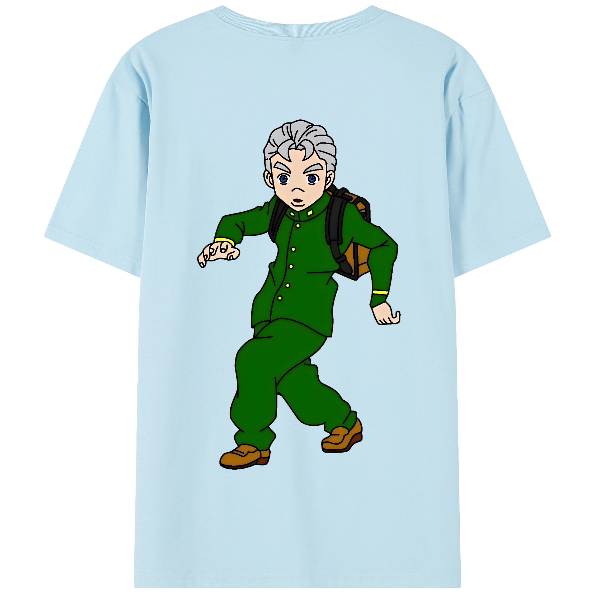 （画像用） ジョジョの奇妙な冒険 広瀨康一 JoJo's Bizarre Adventure Hirose Koichi 綿100％半袖Tシャツ（背面プリント）